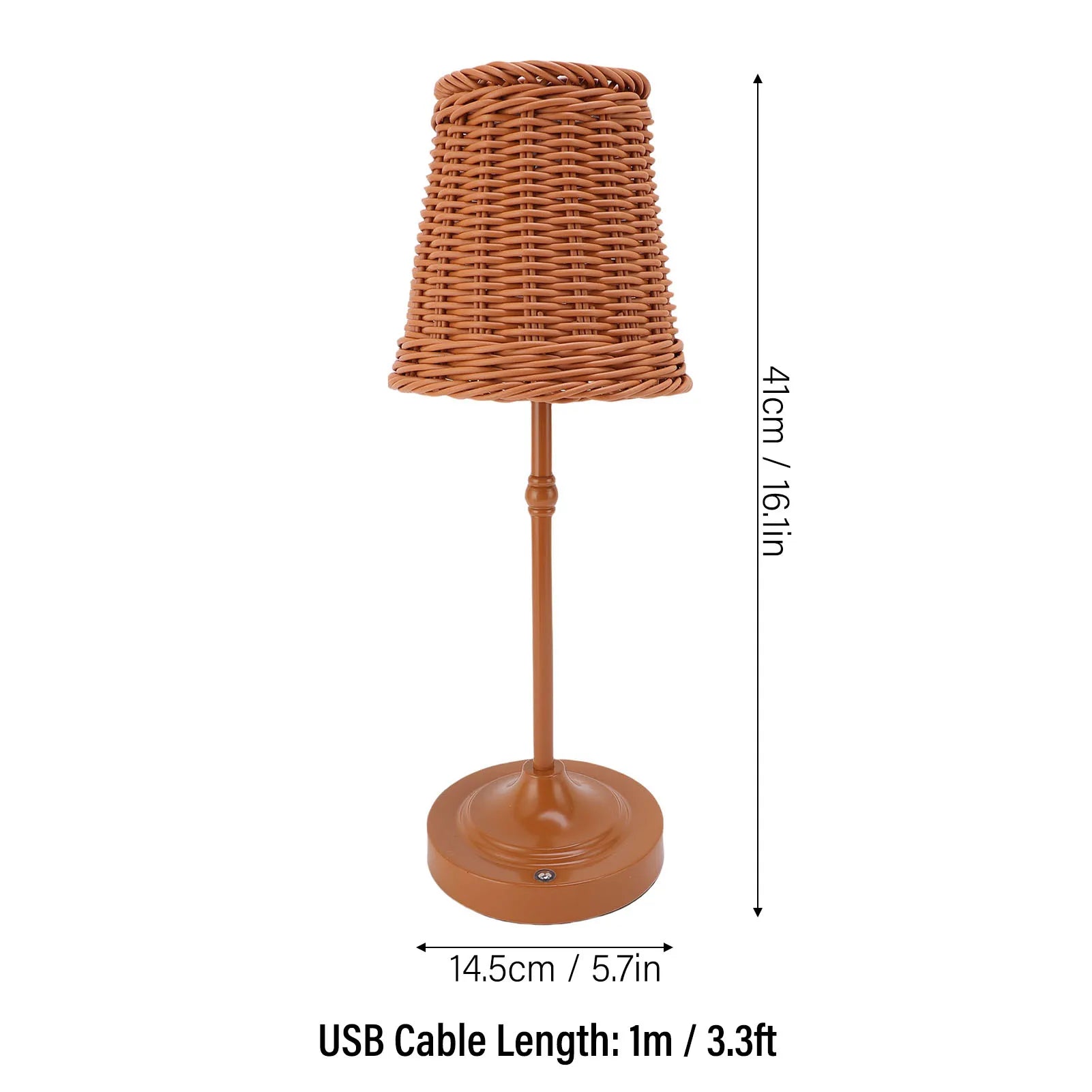 Rattan Cordless Table Lamp – Dimmable LED, Touch Control, Indoor & Outdoor