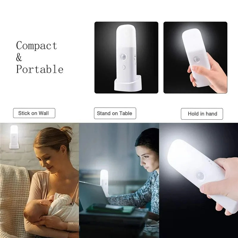 Motion Sensor Night Light Indoor USB Rechargeable Dimmable LED Light Portable Motion Activated Night Lamp for Kids Room Bedroom