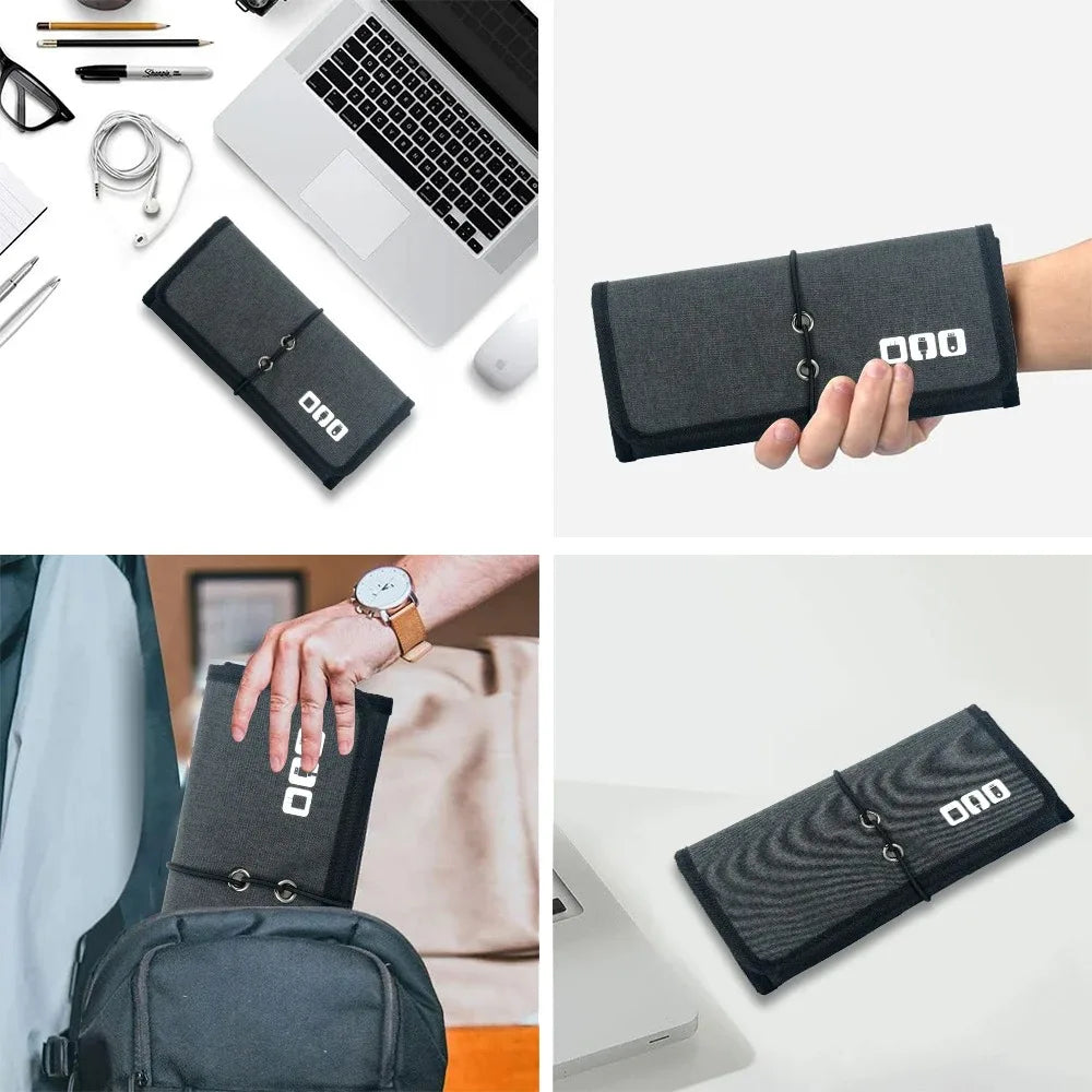 Travel Electronics Organizer Bag with Roll-Up Cable Pouch