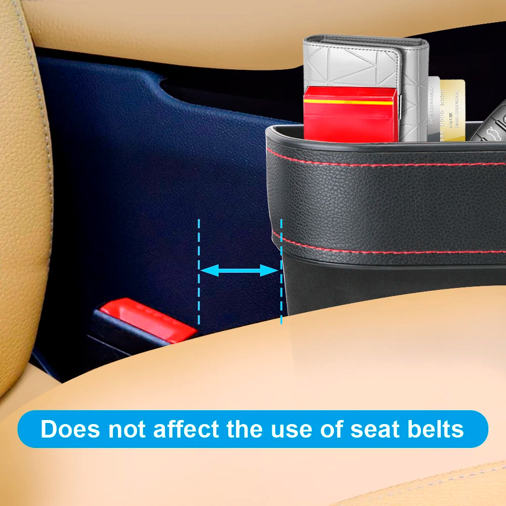 Leather Car Seat Gap Storage Box with Charging Hole