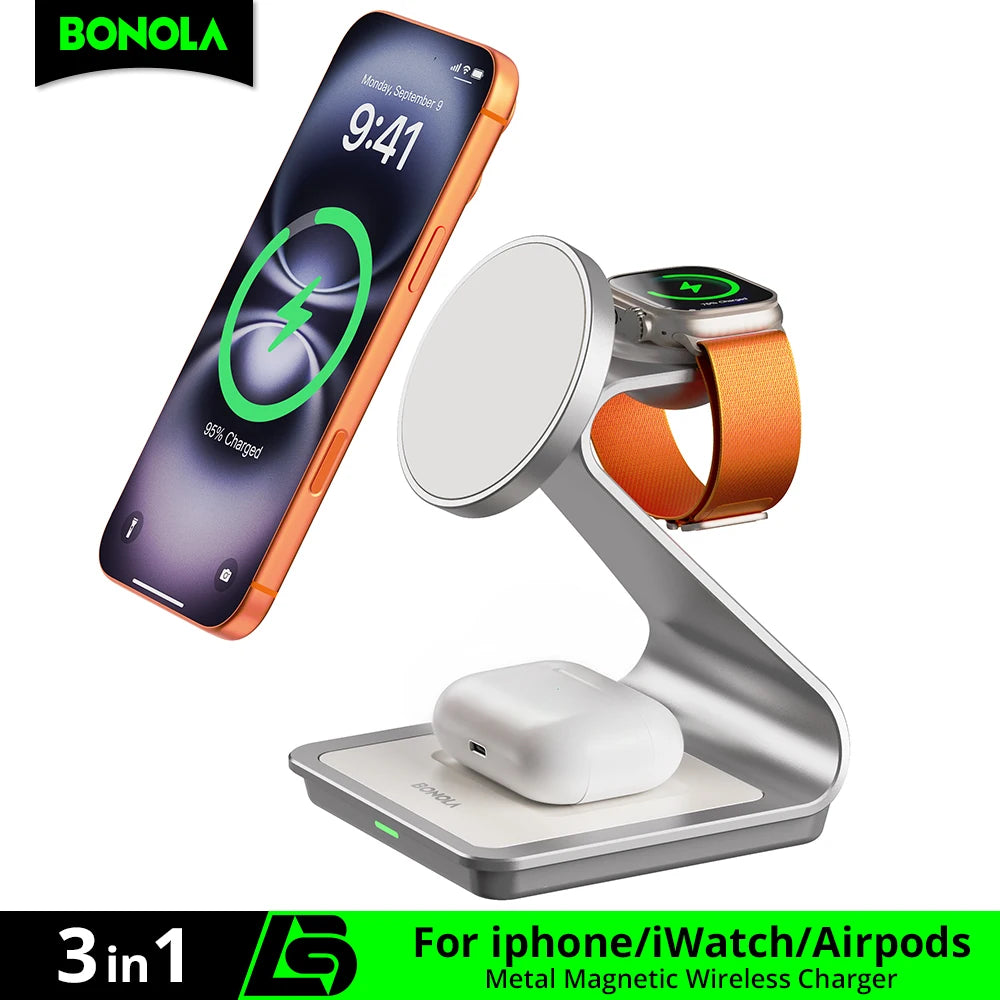 AICO Magnetic 3 in 1 Wireless Charger for iPhone 17/16/15/13/14/12 30W Wireless Charging Station for Apple Watch/AirPods Pro