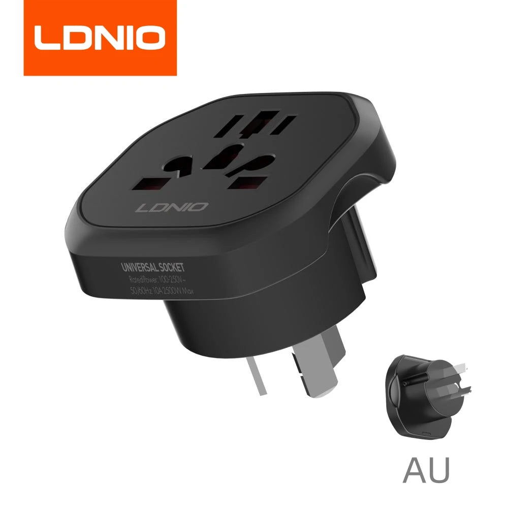 LDNIO Universal Travel Adapter EU/KR to UK/US/AU Plug Converter