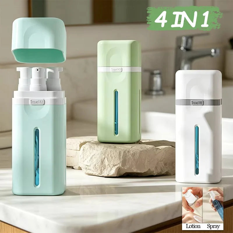 4-in-1 Refillable Leak-Proof Travel Dispenser Bottle for Camping & Business