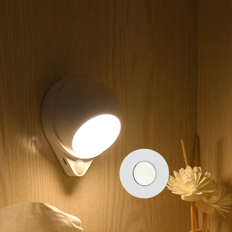 360° Motion Sensor LED Night Light – Touch Dimming, USB Rechargeable