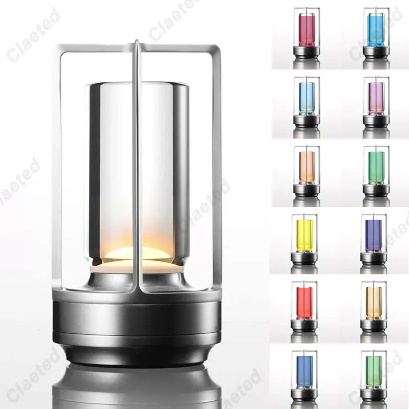 مصباح طاولة صناعي لاسلكي – RGB و 3 ألوان LED، معدني، للاستخدام الداخلي والخارجي