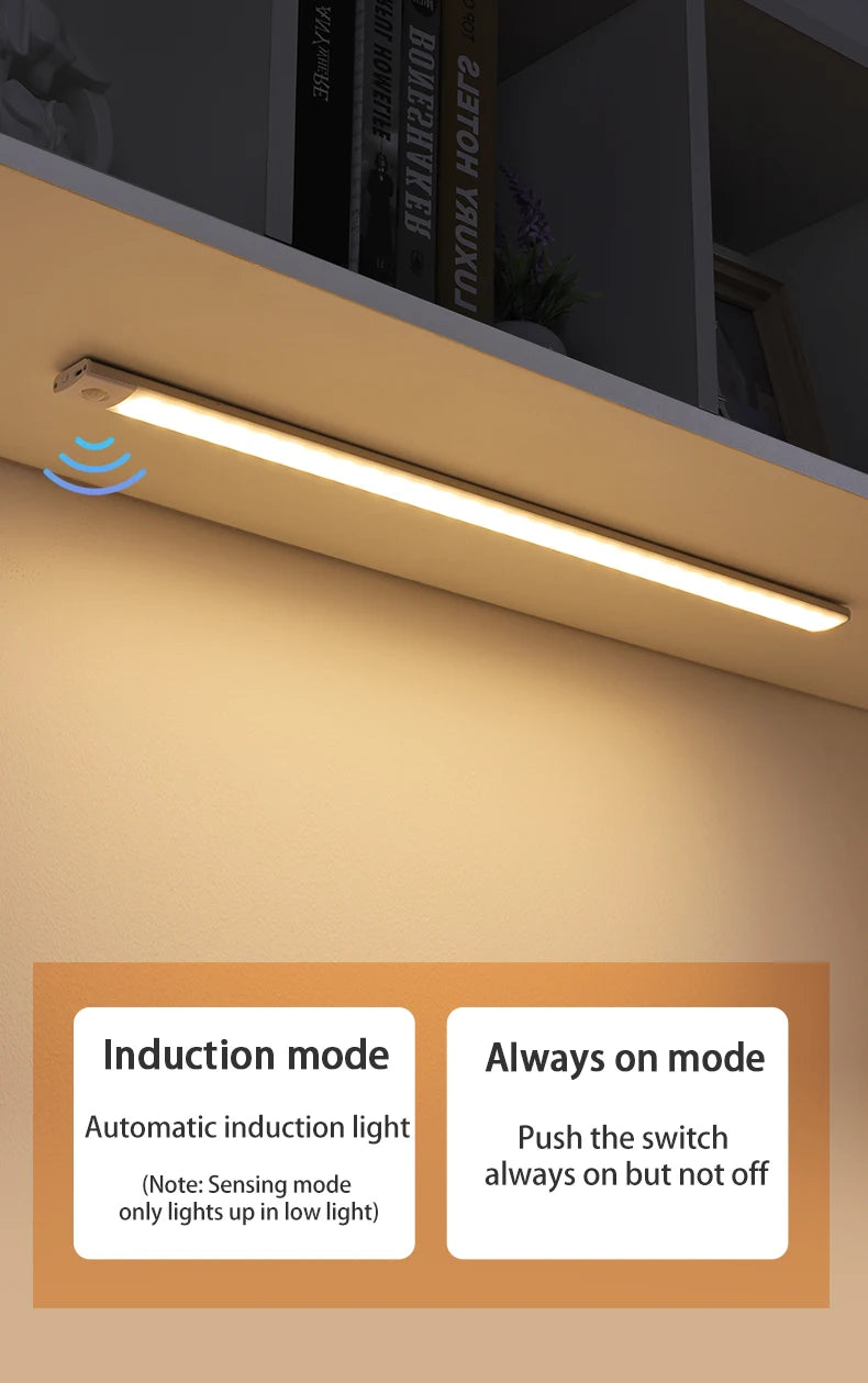 Aluminum Motion Sensor LED Cabinet Light – 3-in-1 Color, Magnetic Mount