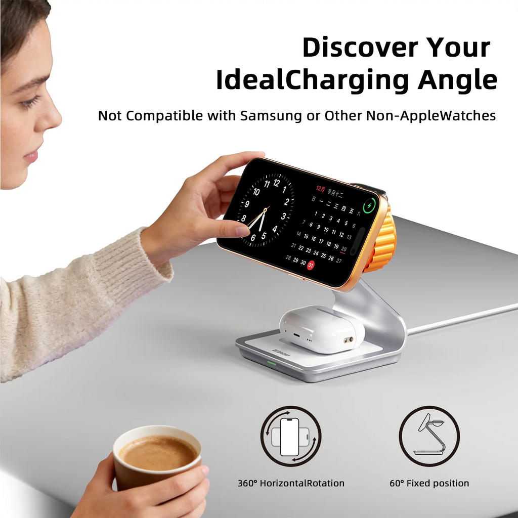 Bonola 30W Magnetic 3-in-1 Wireless Charger – iPhone, Apple Watch & AirPods Charging Station