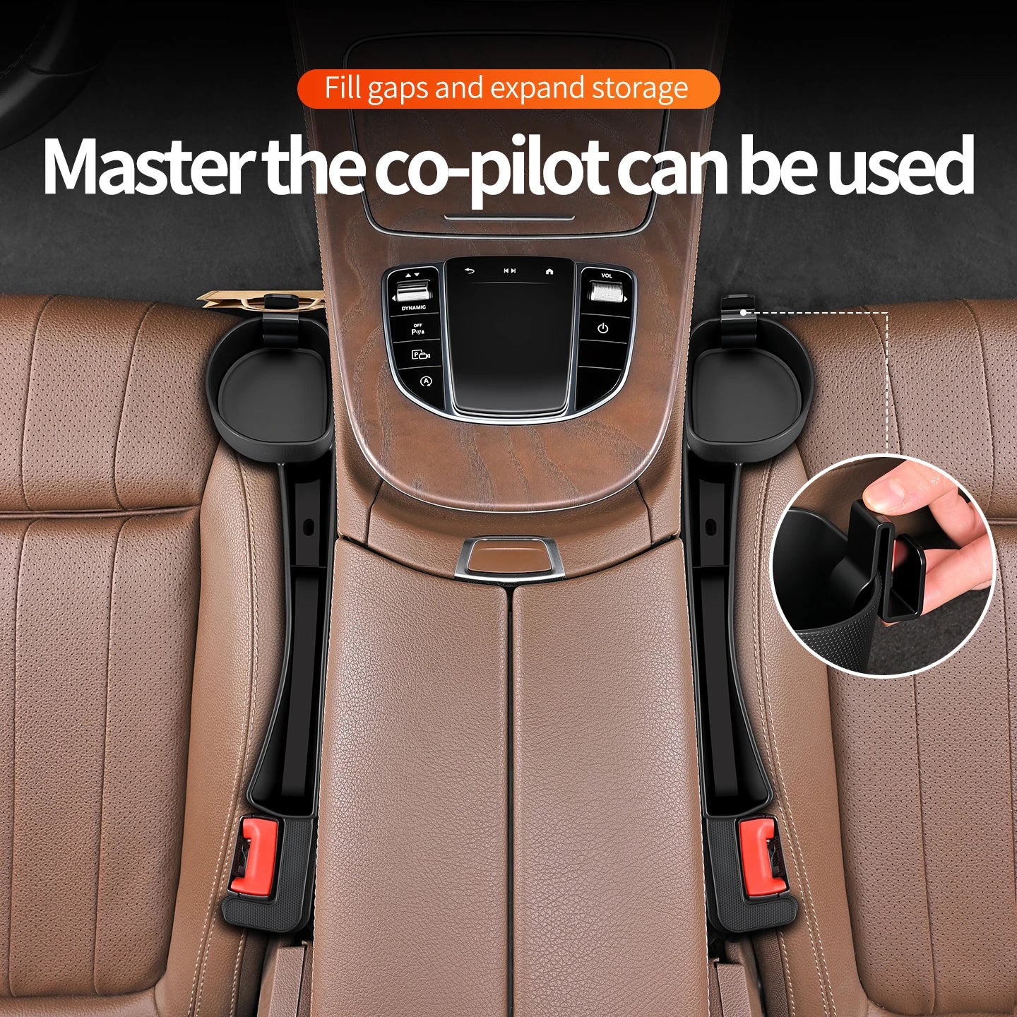 Car Seat Gap Filler Organizer | Cup Holder & Hook | TPE | 2-Pack