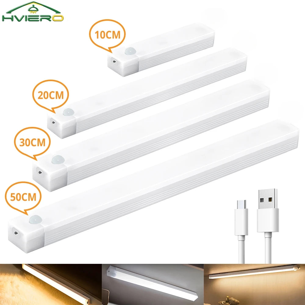 PIR Motion Sensor LED Bar Light – Magnetic Mount, USB Rechargeable, 10–50cm