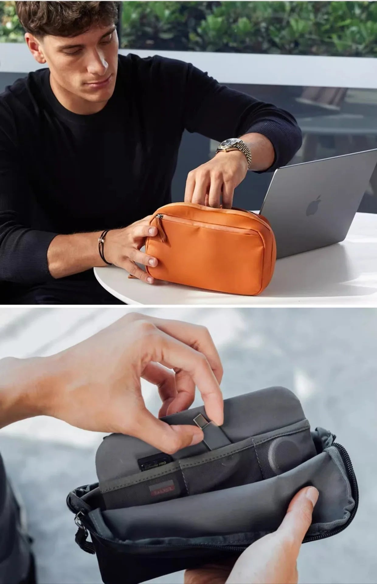 2-in-1 Tech Organizer Pouch – Detachable Double-Layer Cable & Electronics Storage Bag