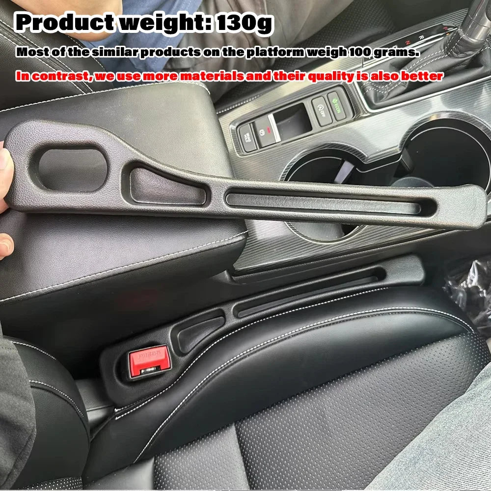 2-Piece PU Leather Car Seat Gap Filler & Organizer, Universal