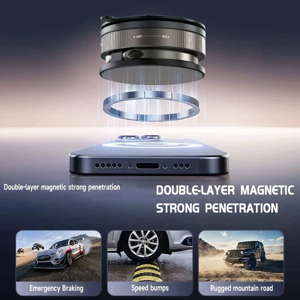 360° Magnetic Car Phone Holder – Foldable Suction Cup Mount for Dashboard & Mirror