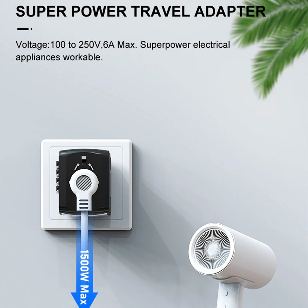Universal Travel Adapter – 4-Port USB & USB-C | 160+ Countries