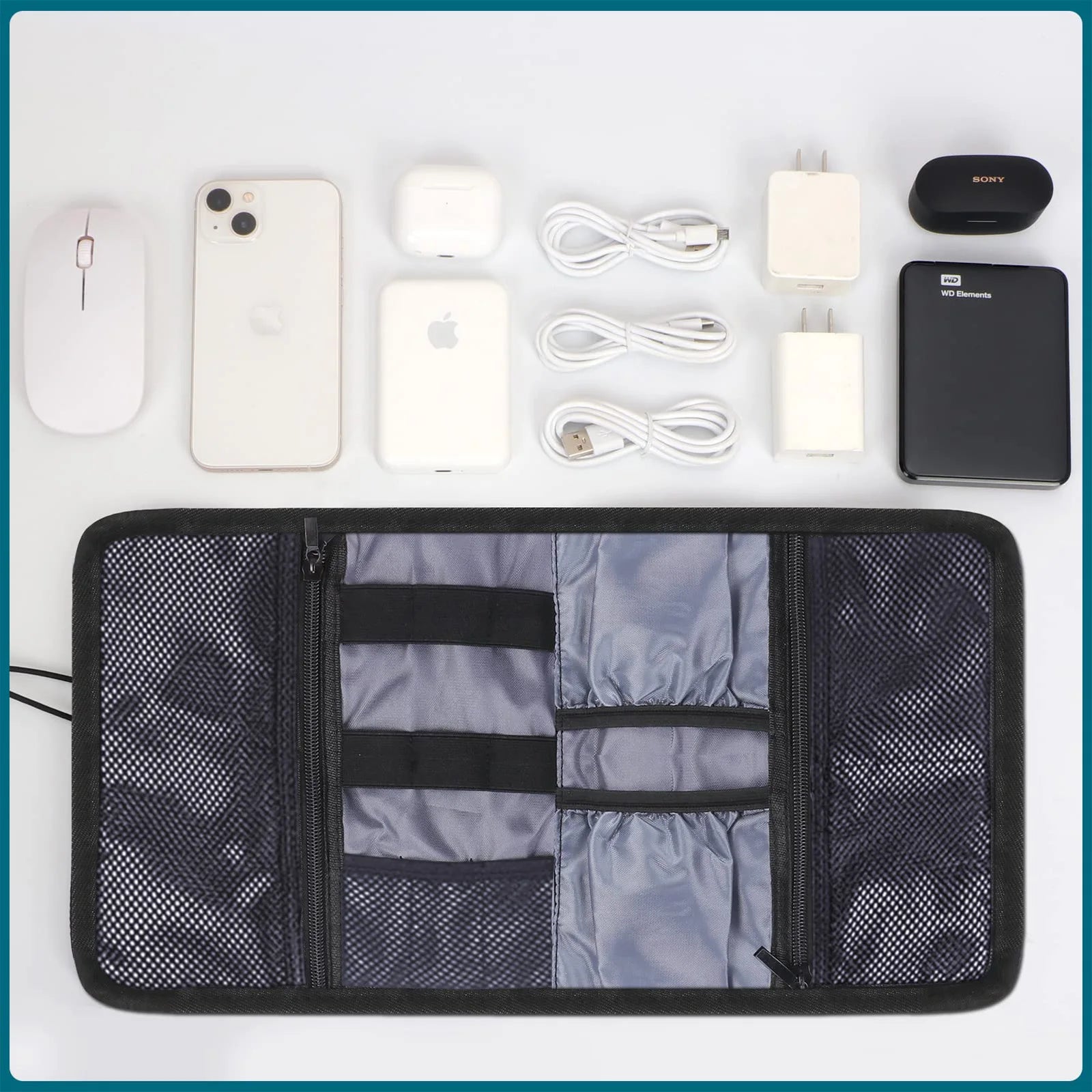 Portable Electronic Organizer Travel Bag for Cables, Power Bank & Accessories