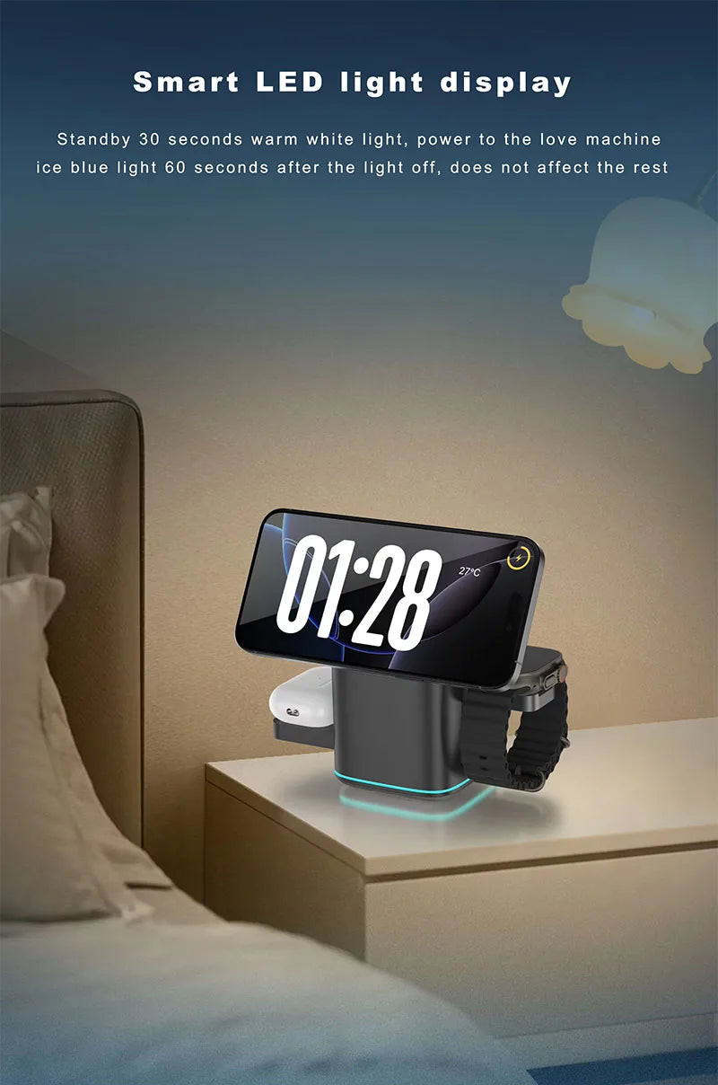Qi2 3-in-1 Magnetic Wireless Charger with Auto-Rotation