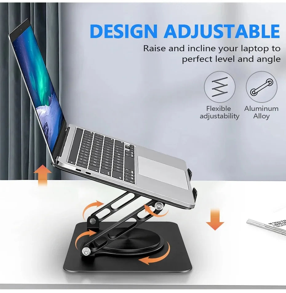 Foldable Laptop Stand – 360° Rotating Base, Adjustable & Ergonomic