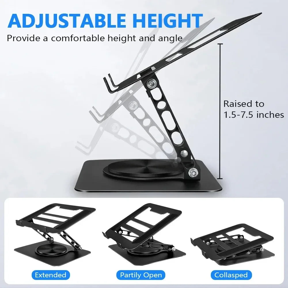 Foldable Laptop Stand – 360° Rotating Base, Adjustable & Ergonomic