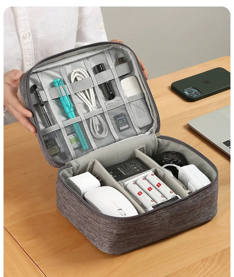 Large Capacity Multifunctional Electronic Organizer Travel Bag for Power Bank & Cables