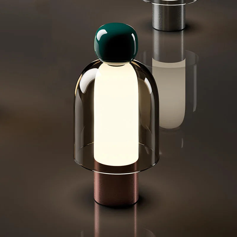 Nordic Glass Cordless Table Lamp – Rechargeable Bedside Desk Light