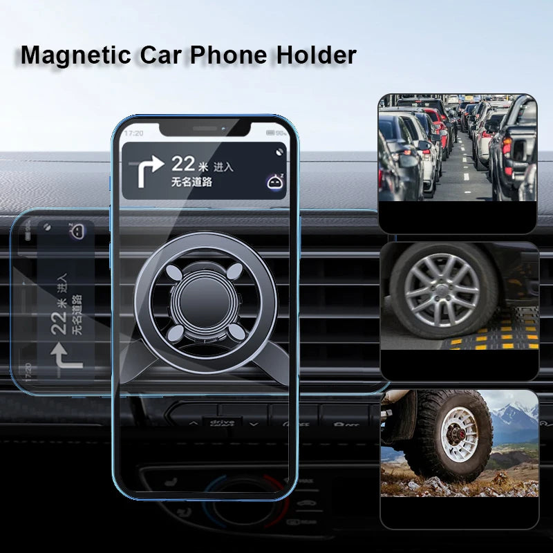 Upgraded Magnetic Car Phone Holder – 17 N52 Magnets, Air Vent Mount, 360° Universal