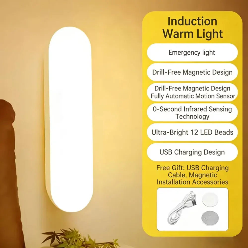 Wireless LED Motion Sensor Lamp – USB-C Rechargeable, Warm & Cool White