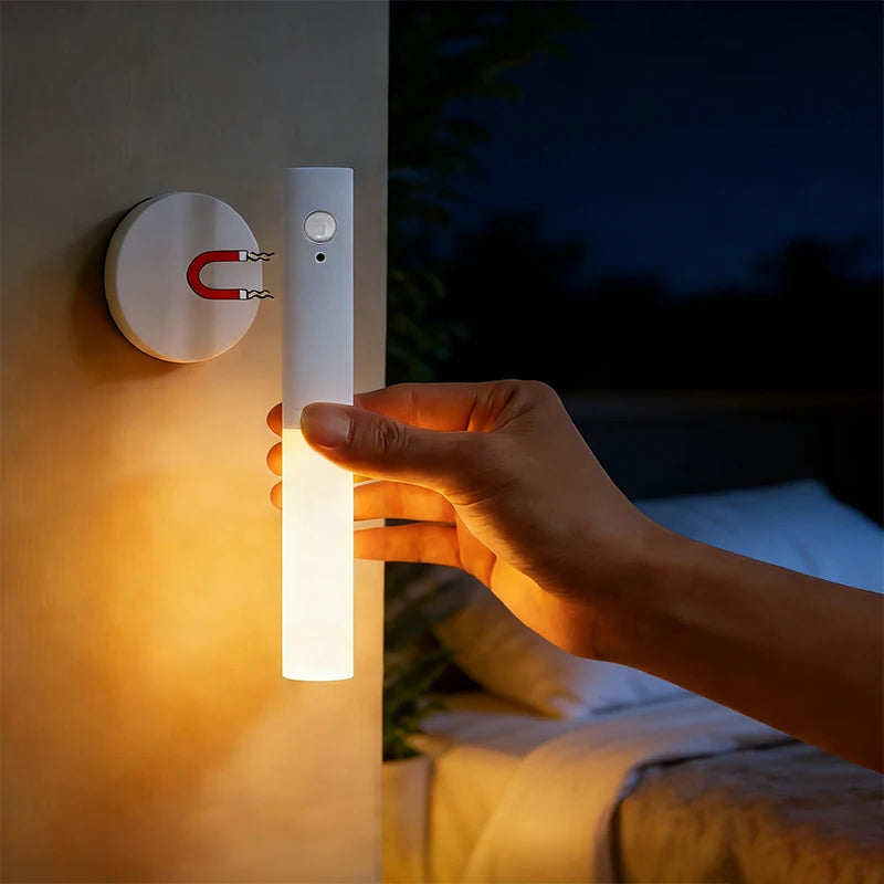 Magnetic Motion Sensor LED Wall Night Light – USB Rechargeable, Indoor