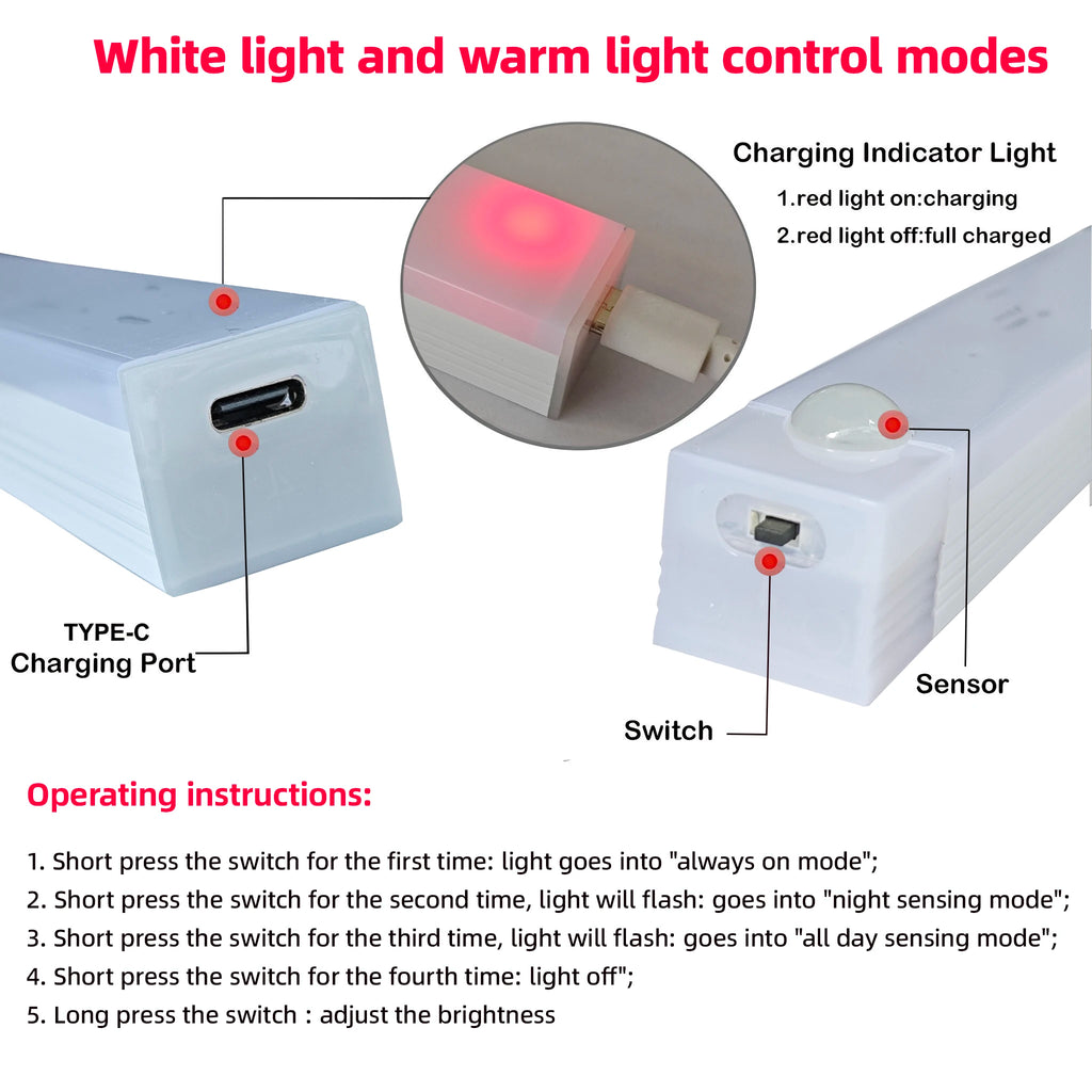 Wireless Motion Sensor LED Night Light – USB-C Rechargeable