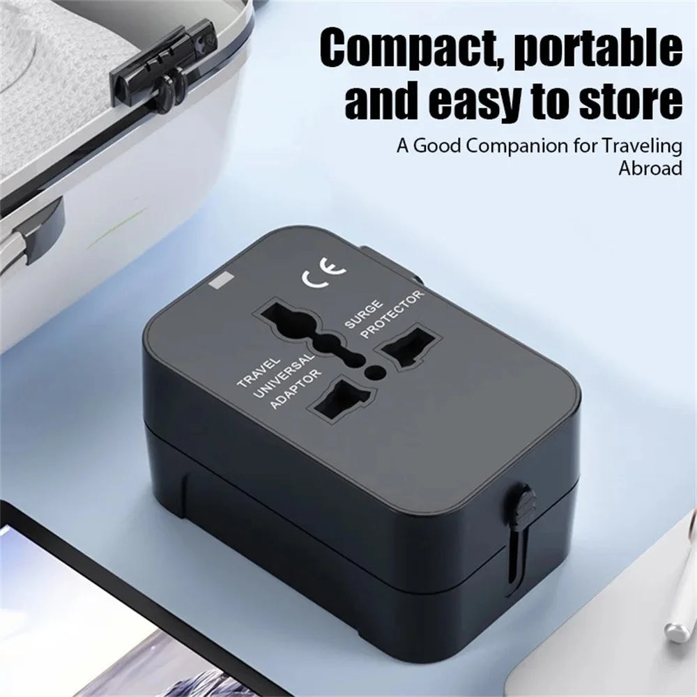 Universal Travel AC Power Adapter with Dual USB Ports – EU/US/UK/AU