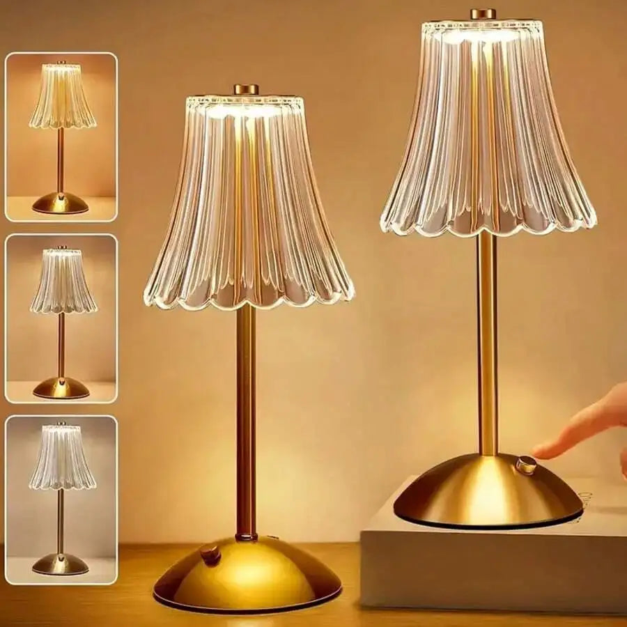 Cordless LED Table Lamp – USB Rechargeable, Gold Brass, Indoor/Outdoor