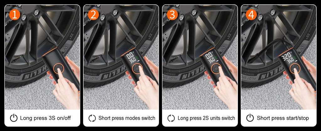 160 PSI Smart Tire Inflator – 6000mAh Battery, Dual Screen & 5-Mode Air Compressor