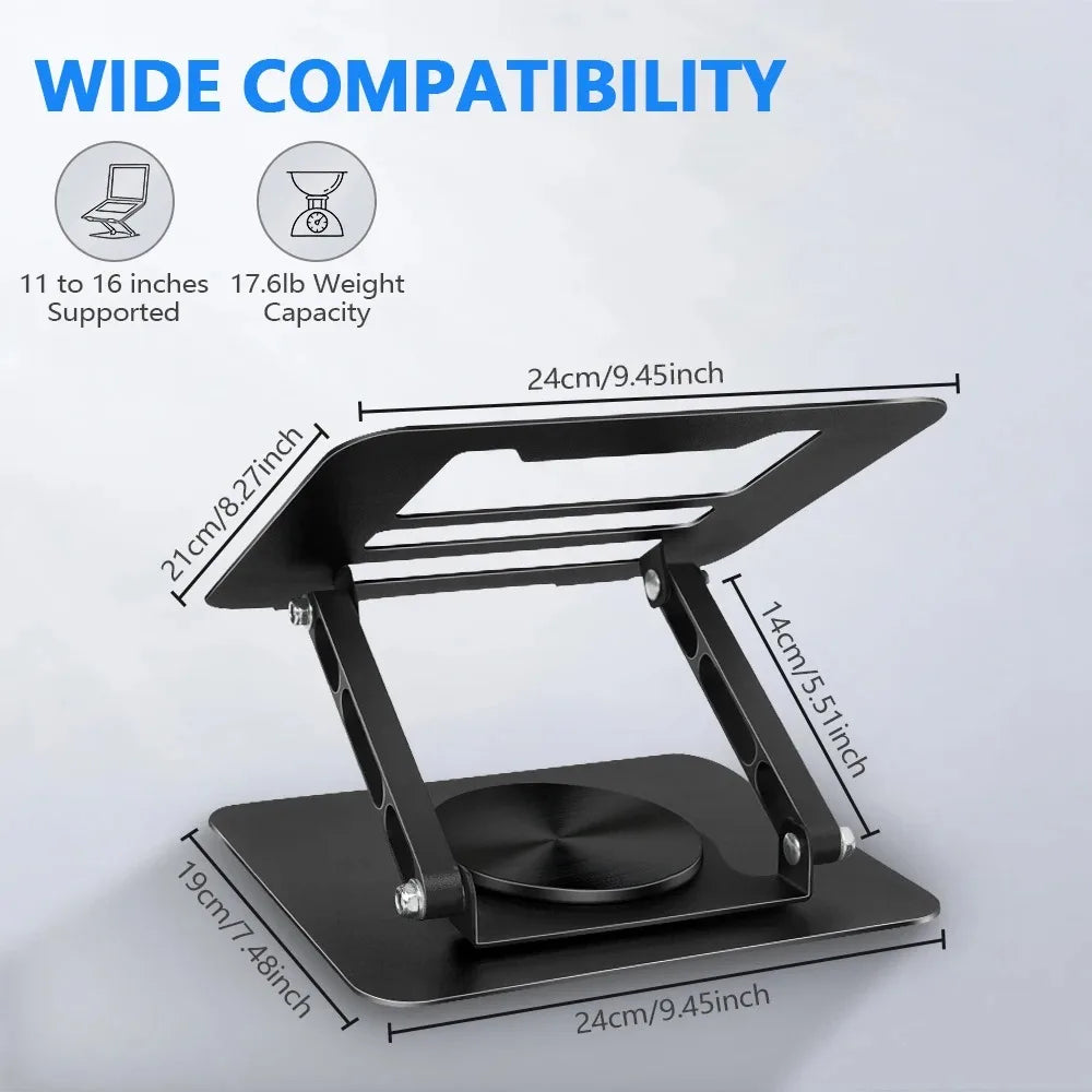 Foldable Laptop Stand – 360° Rotating Base, Adjustable & Ergonomic