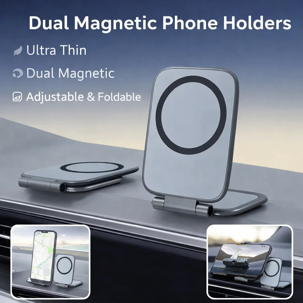 Foldable Magnetic Car Phone Mount – Adjustable Dashboard Holder