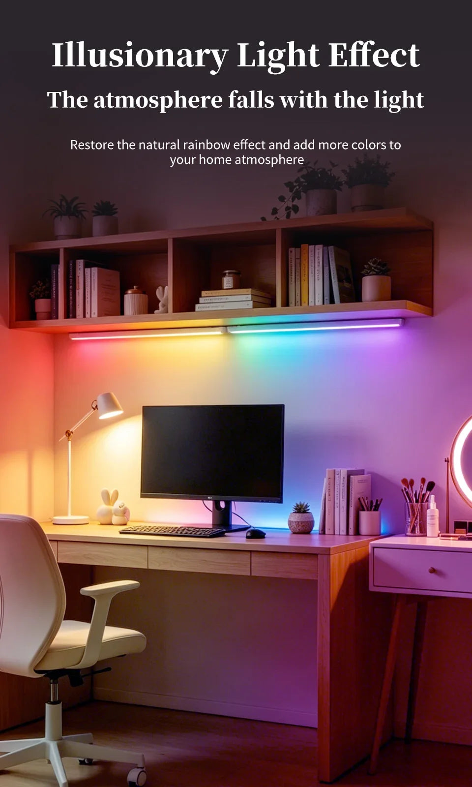 RGB Motion Sensor LED Light Bar – 5 Modes, Rechargeable, Gaming & Decor