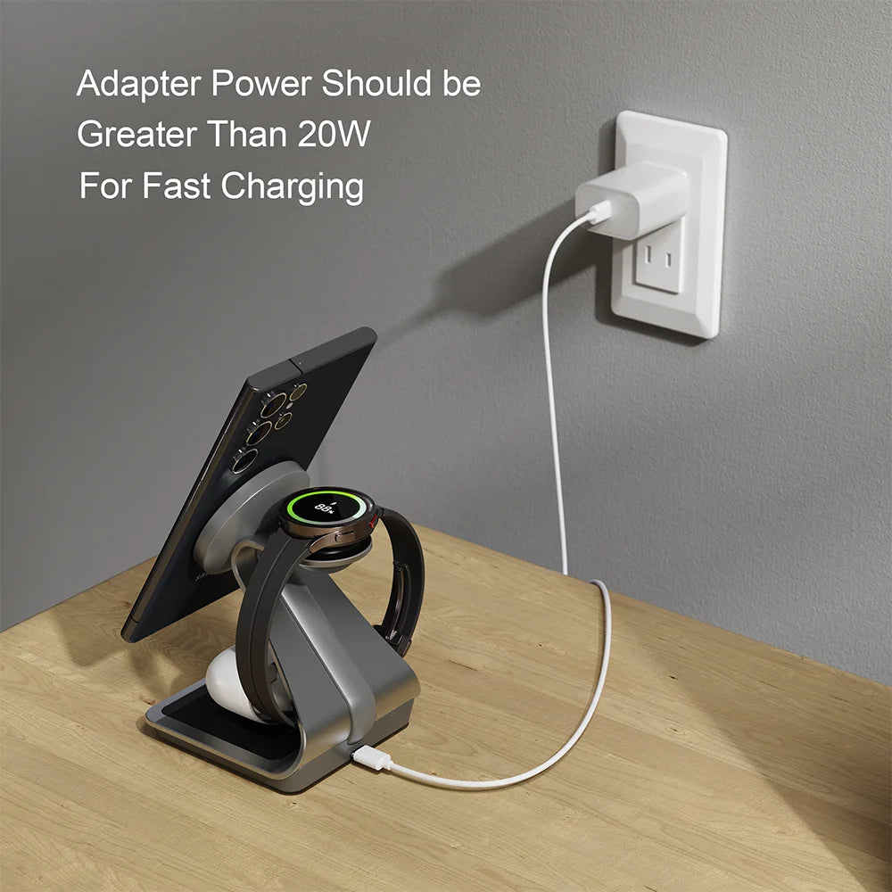 Magnetic 3-in-1 Wireless Charging Station for Samsung