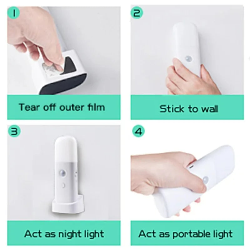 Motion Sensor Night Light Indoor USB Rechargeable Dimmable LED Light Portable Motion Activated Night Lamp for Kids Room Bedroom