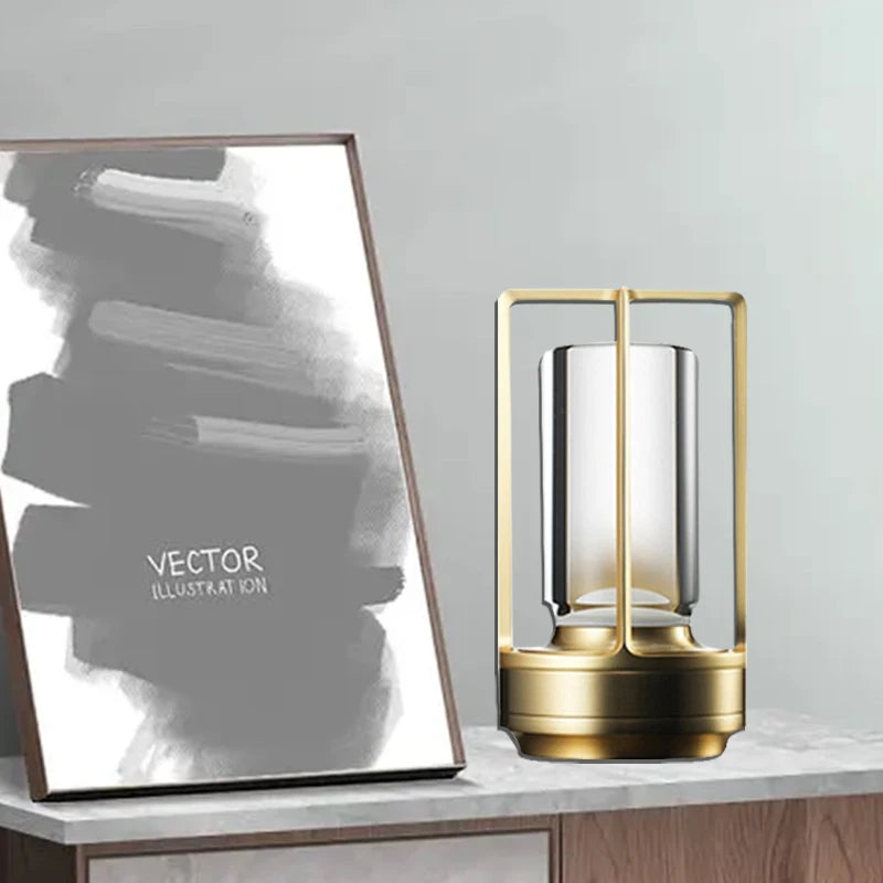 Industrial Cordless Table Lamp – RGB & 3-Color LED, Metal, Indoor & Outdoor