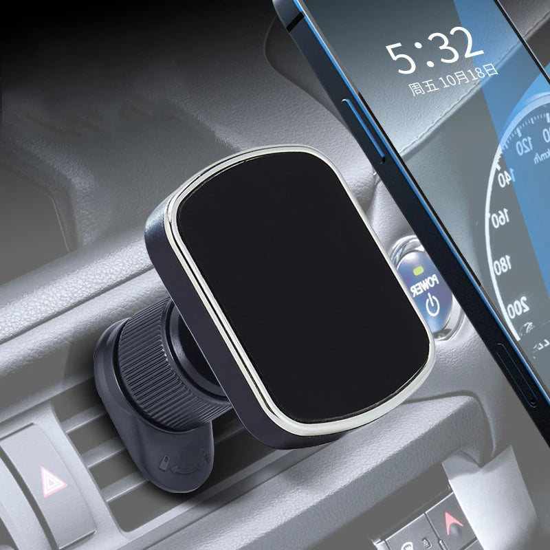 Magnetic Car Phone Mount – Anti-Slip Plate, One-Hand Operation, Universal Vehicle Fit