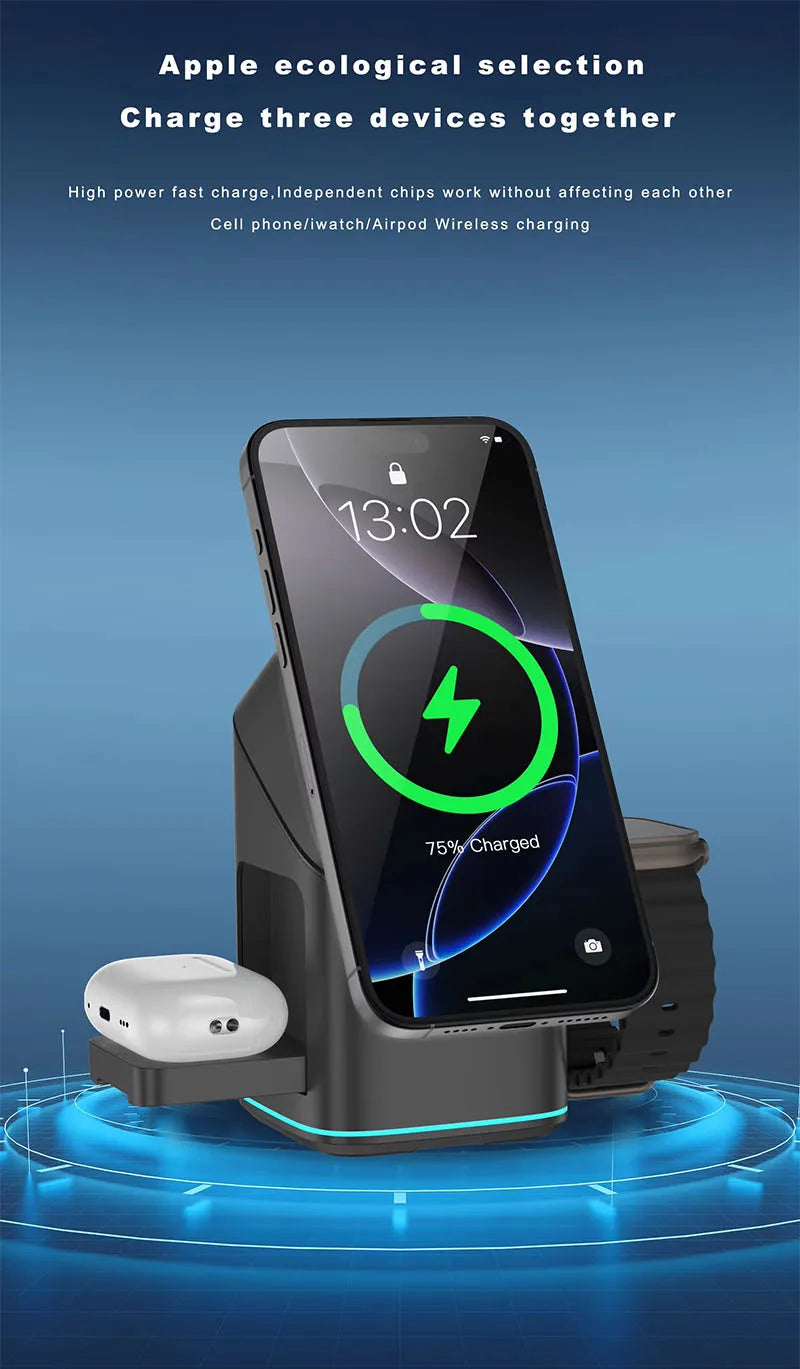 Qi2 3-in-1 Magnetic Wireless Charger with Auto-Rotation