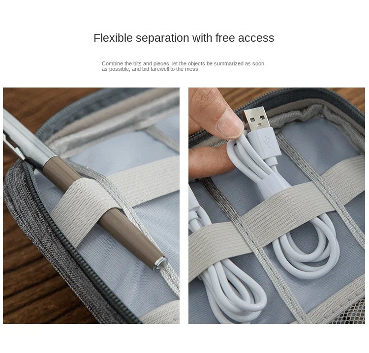 Waterproof Oxford Cable Storage Bag – Portable USB & Charger Travel Organizer