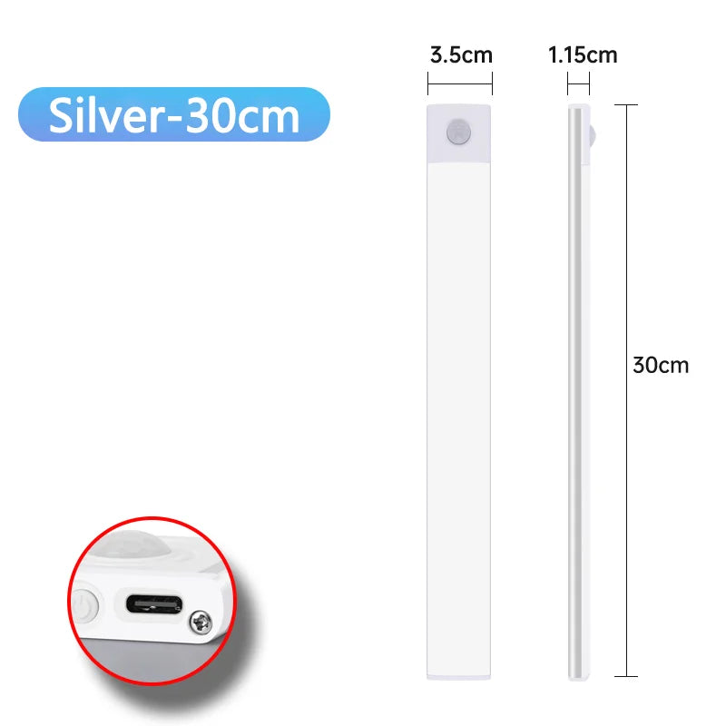 Slim Magnetic LED Strip Light – Motion Sensor, USB Rechargeable, 3-Color