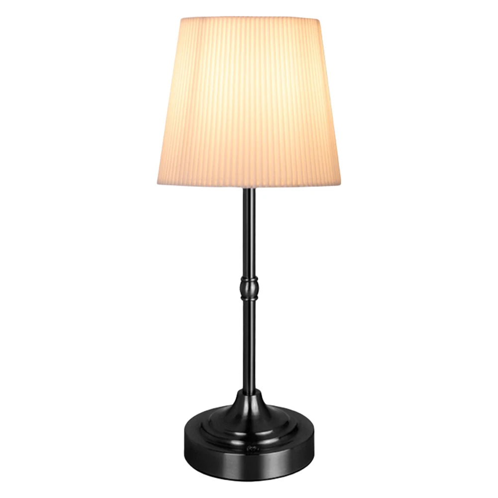 Cordless LED Metal Table Lamp – USB Rechargeable, 2200K Warm Light, Fabric Shade