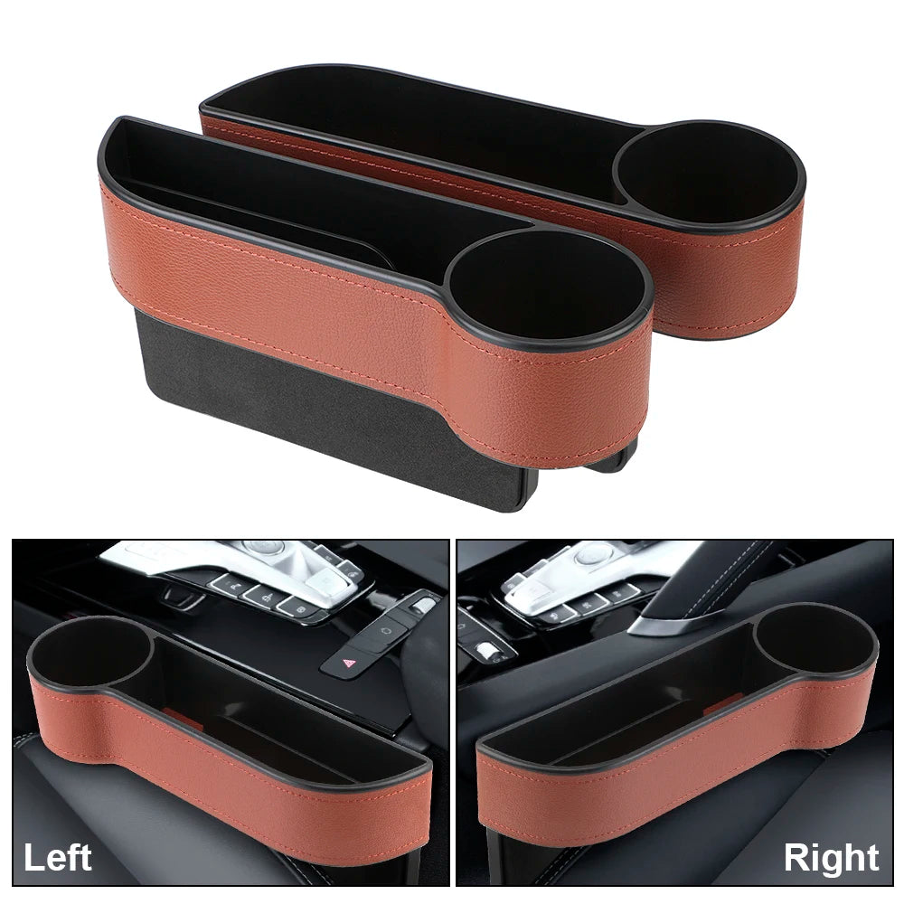 Leather Car Seat Gap Storage Box with Charging Hole