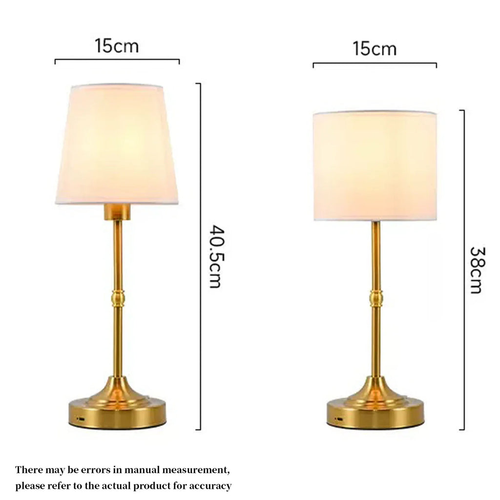 Cordless Rechargeable Table Lamp – 3-Level Dimmable, Fabric Shade, Touch Switch