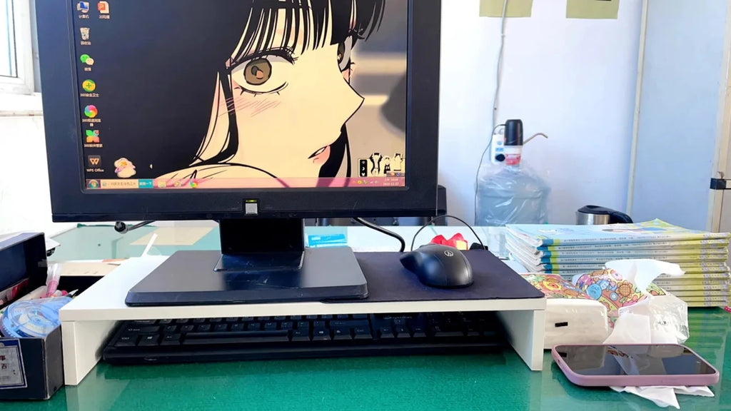 Ergonomic Monitor Riser Stand with Keyboard Storage & Desk Organizer