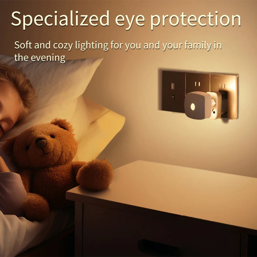 Motion Sensor LED Night Light – Smart Infrared Wall Plug, EU/US, 3 Colors