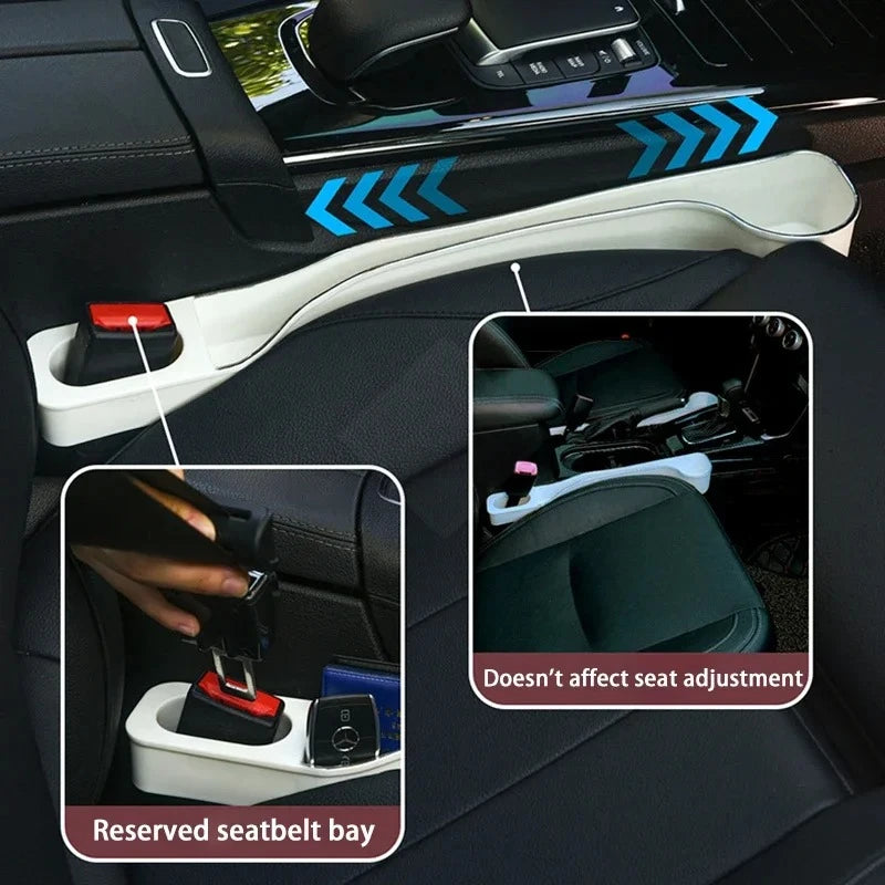 Car Seat Gap Filler Organizer 2-Pack – with Cup Holder & Phone Holder, Universal Fit