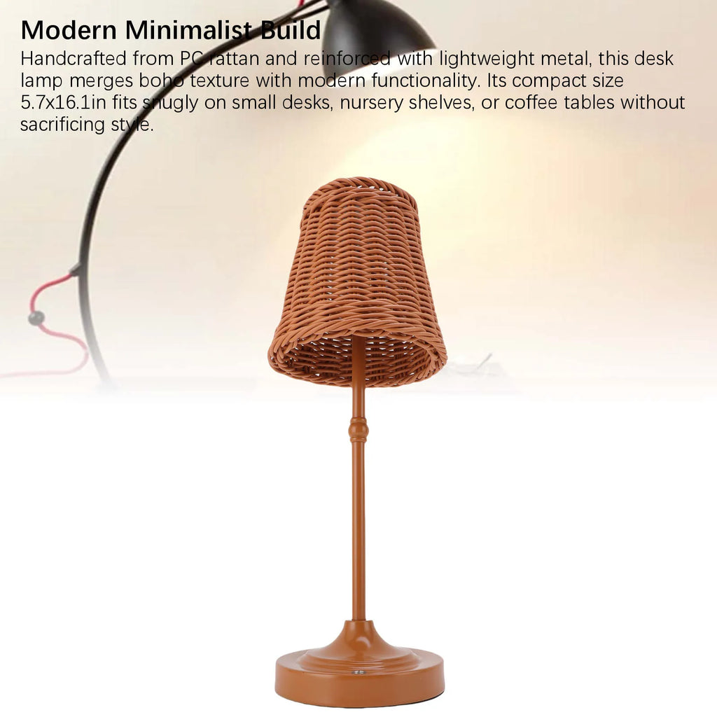 Rattan Cordless Table Lamp – Dimmable LED, Touch Control, Indoor & Outdoor