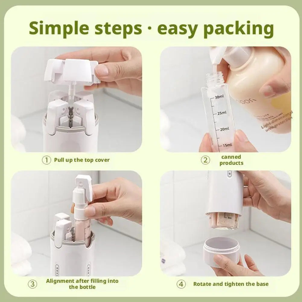 4-in-1 TSA-Approved BPA-Free Travel Dispenser Bottles for Shampoo & Lotion