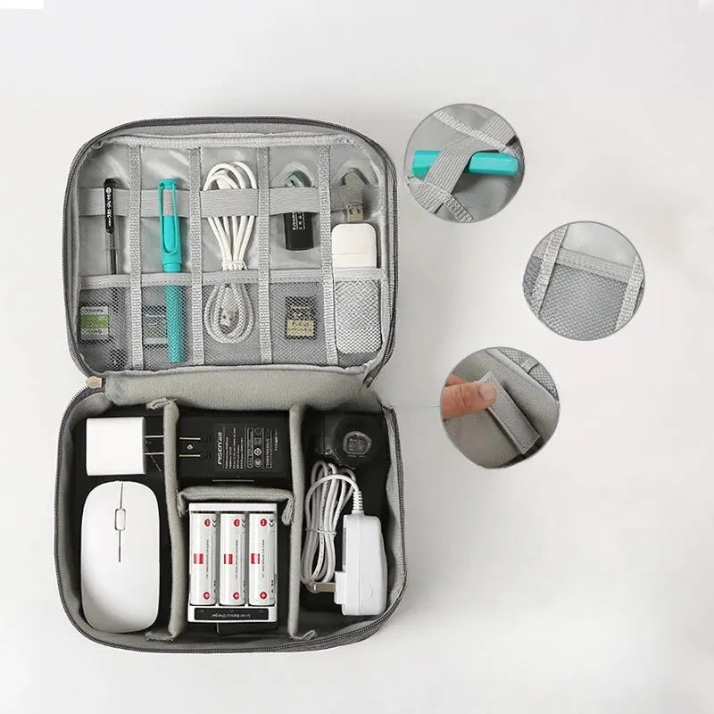 Large Capacity Multifunctional Electronic Organizer Travel Bag for Power Bank & Cables