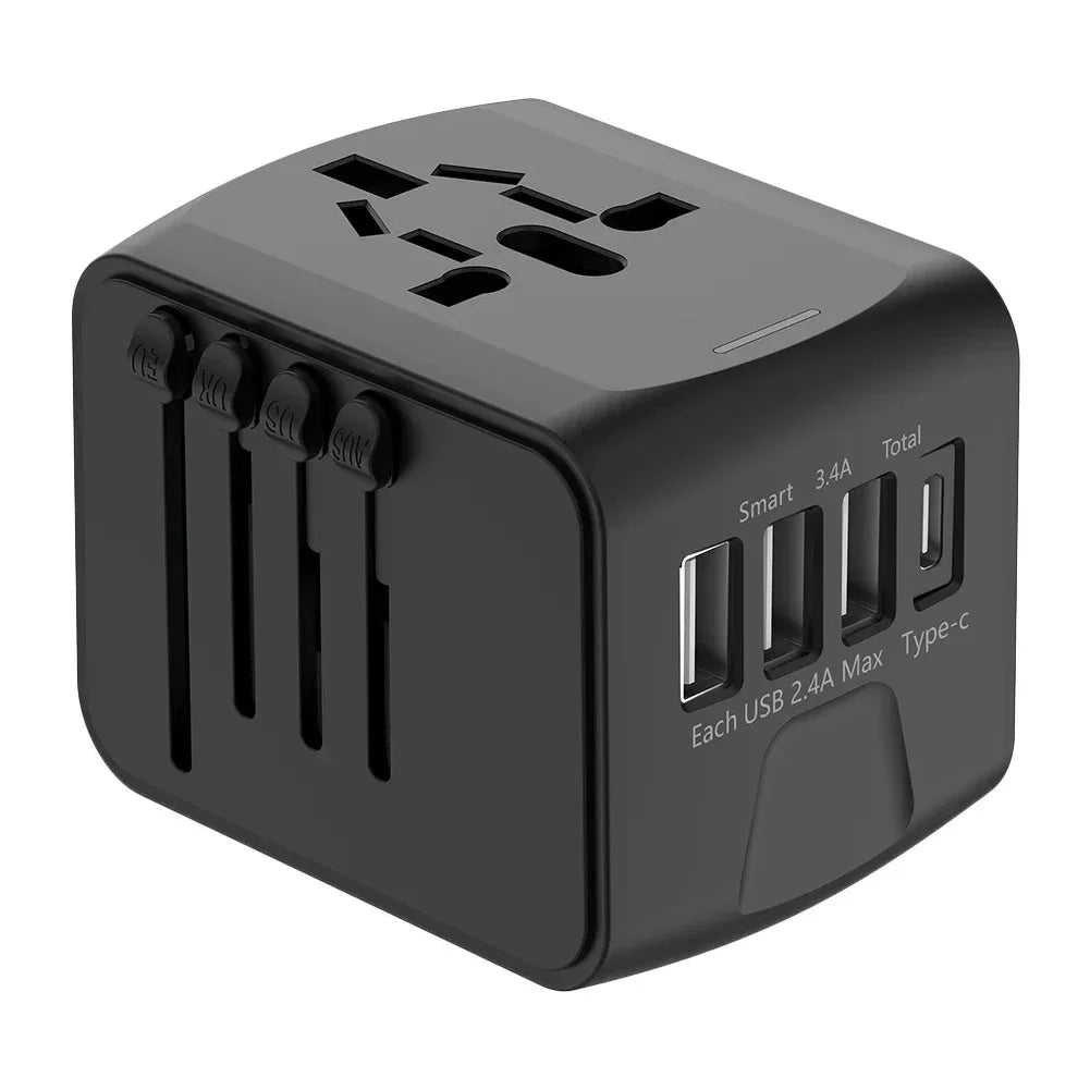 محول سفر عالمي – 4 منافذ USB ومنفذ USB-C | لأكثر من 160 دولة